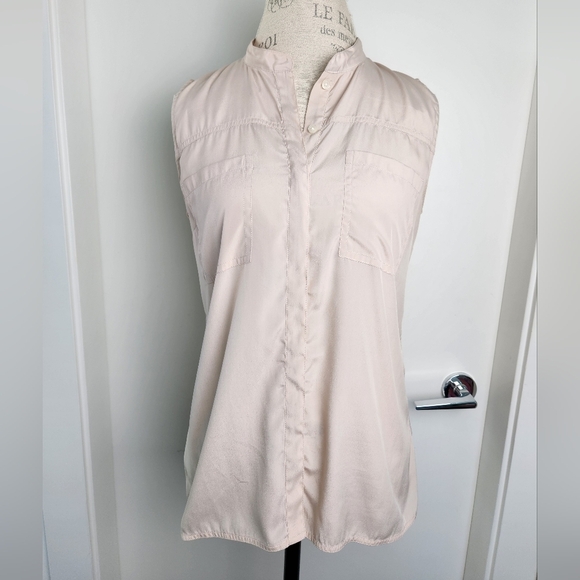 Pink Buttonup Sleeveless Blouse Halogen - Picture 1 of 15
